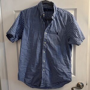Ralph Lauren Blue & White Check Short-Sleeve Button-Down Shirt